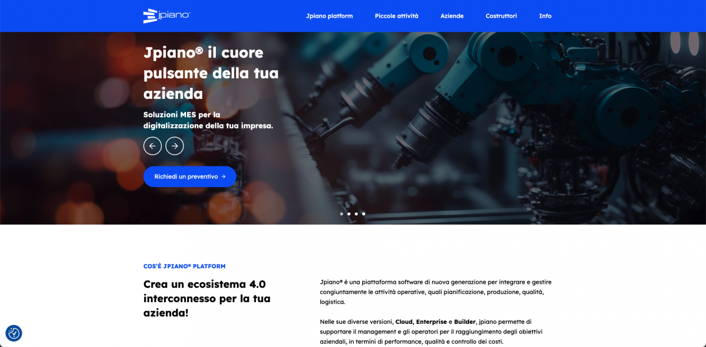 È online il nuovo sito web di jpiano®: scopri la piattaforma MES nelle versioni Cloud, Enterprise e Builder