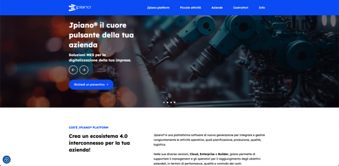 È online il nuovo sito web di jpiano®: scopri la piattaforma MES nelle versioni Cloud, Enterprise e Builder